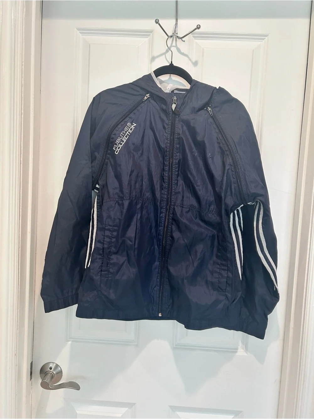 Vintage Fubu Collection Navy Hooded Windbreaker Jacket Lightweight  x large xl